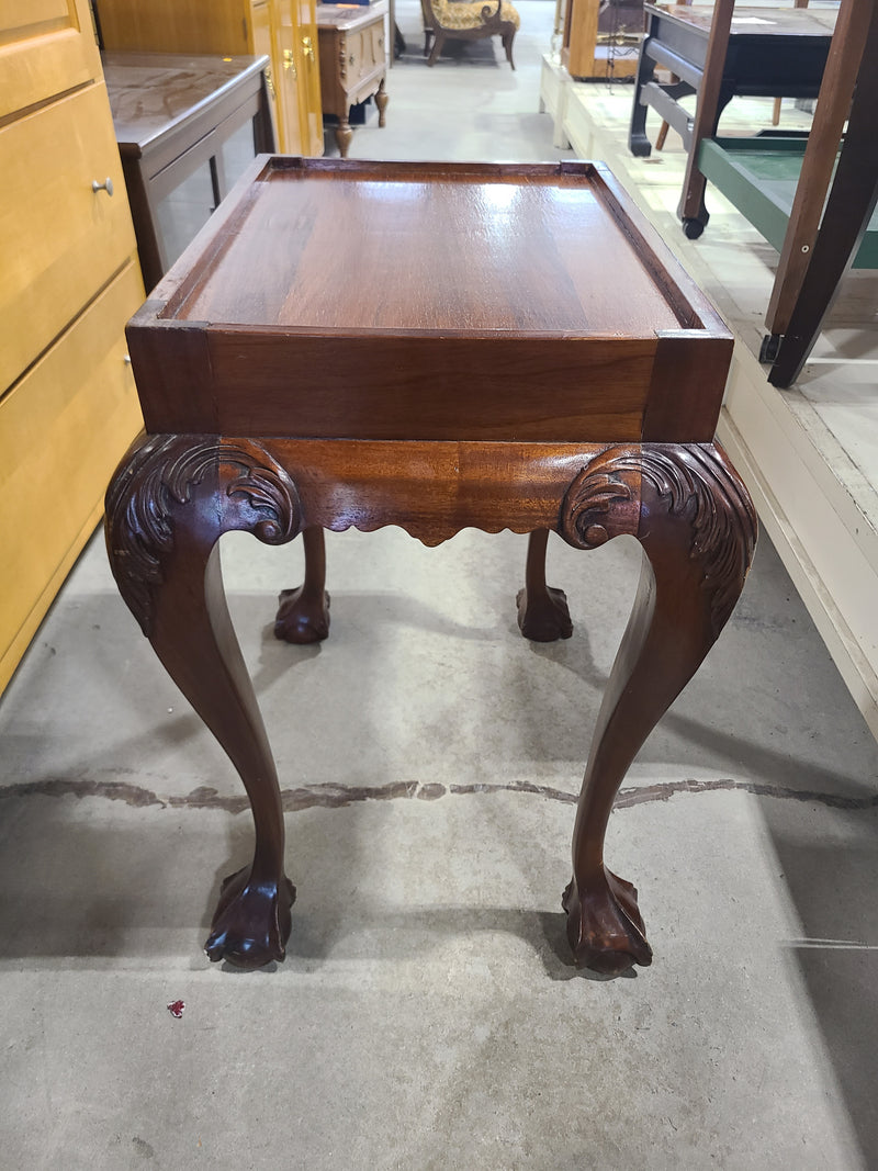 Chippendale-Style Tray-Top Accent Table with Ball-and-Claw Feet