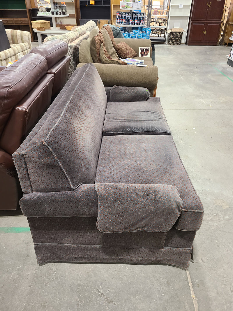 Vintage Patterned Velvet Sofa Bed – Charcoal & Rust Geometric