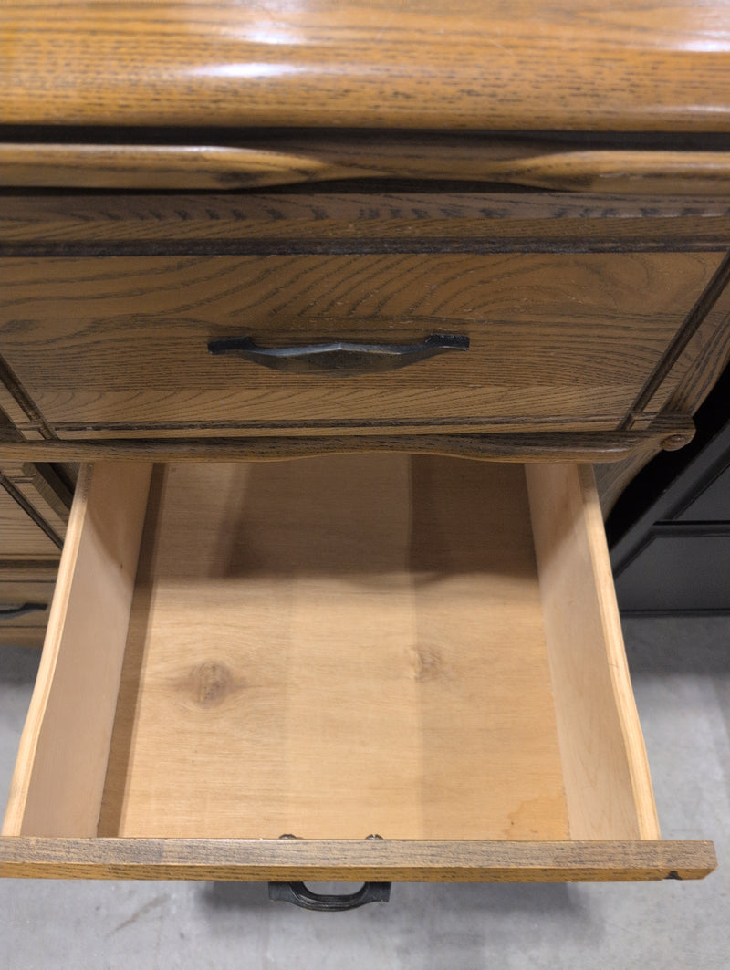 Brown 9 Drawer Dresser with Large Mirror