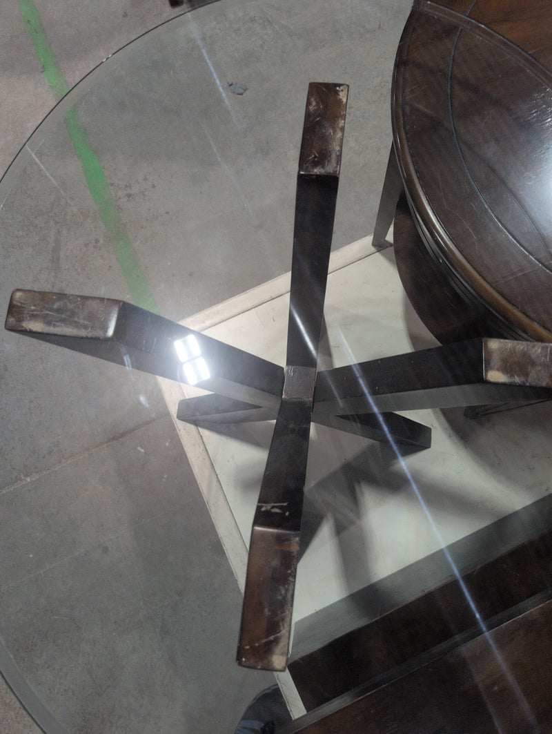 Round Glass and Wood Coffee Table