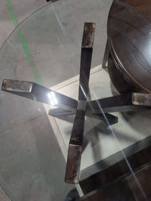 Round Glass and Wood Coffee Table