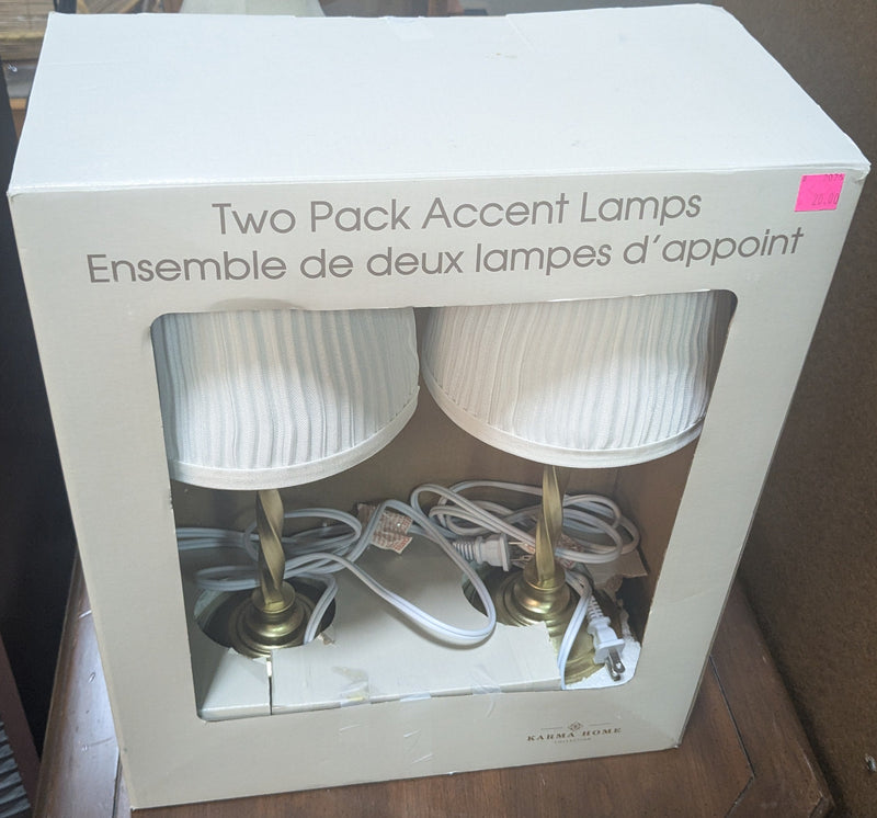 Karma Home Two Pack Gold and White Accent Lamps