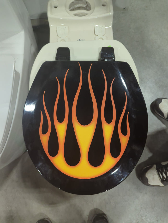 Flaming black toilet seat