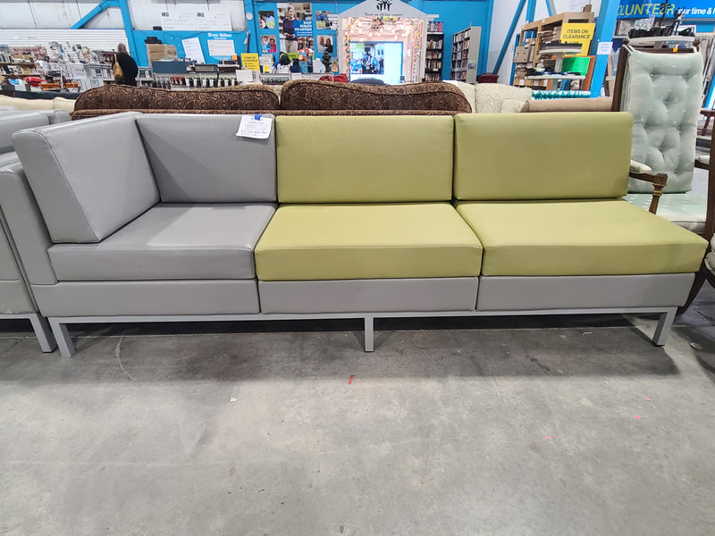 Modern Two-Tone Green and Gray 3-Seat Sectional Sofa