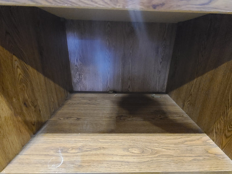 Vintage Wood Grain Rolling Media Stand & Storage Cabinet