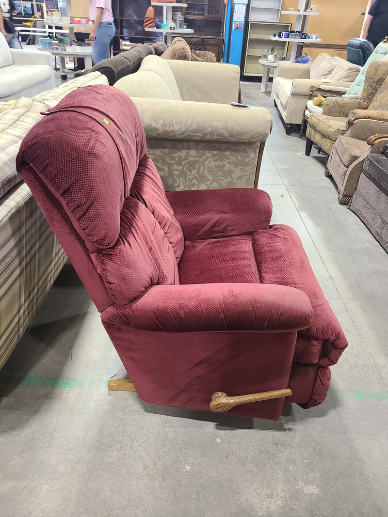 La-Z-Boy Burgundy Plush Velvet Rocker Recliner