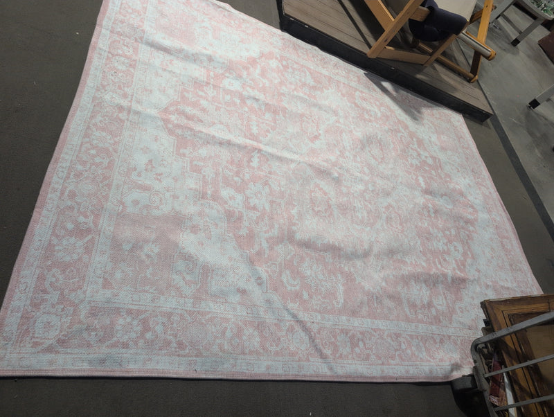 Large Pink and White Rug