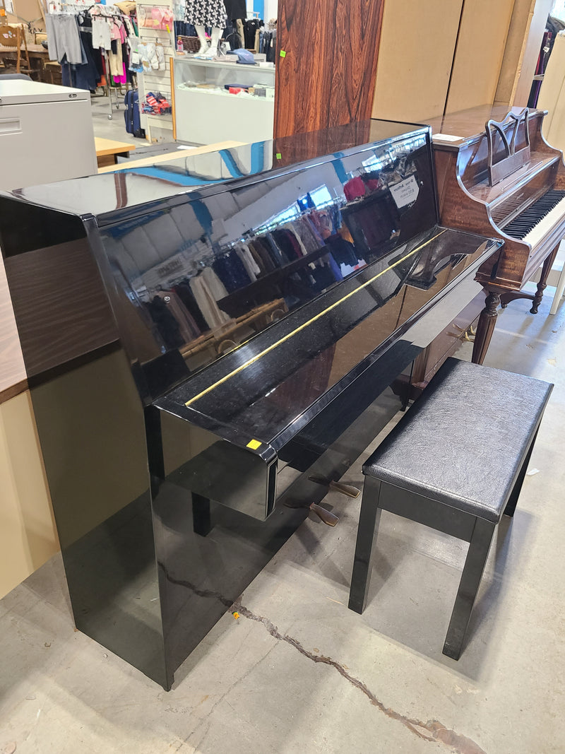 Eterna Polished Ebony Upright Piano with Bench