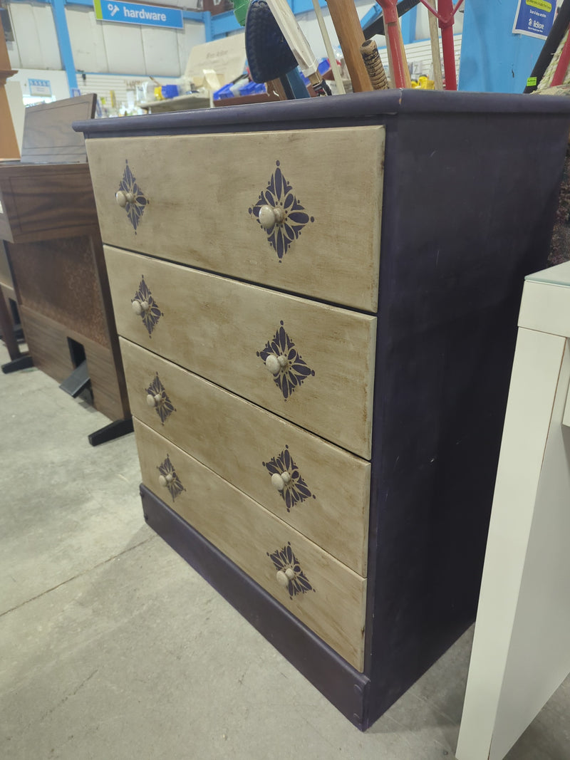 Upcycled Dresser with Printed Design