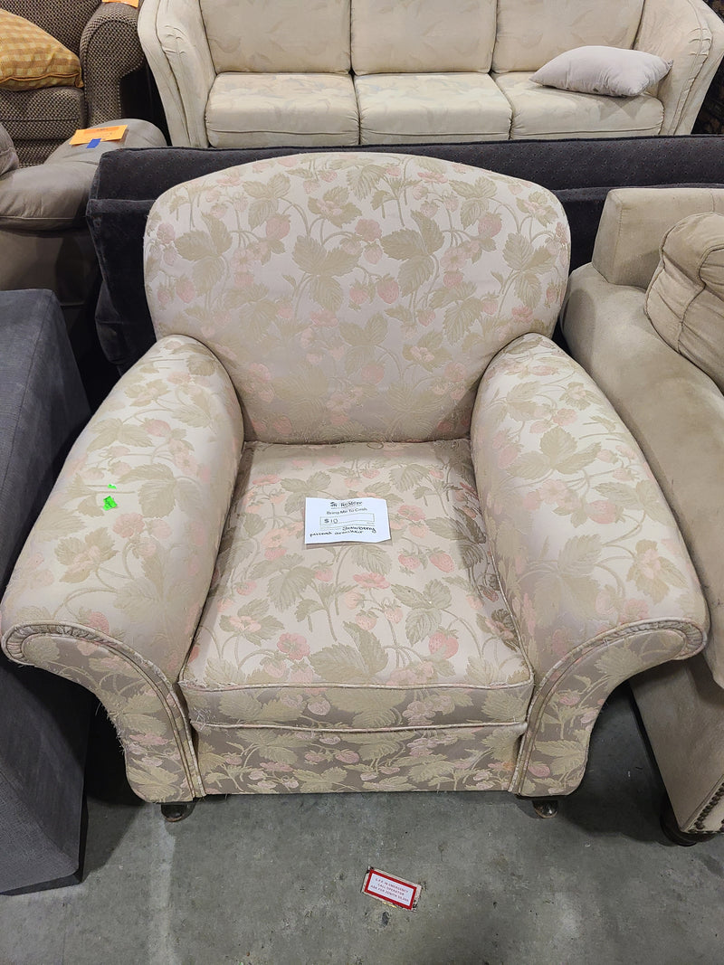 Vintage Strawberry Pattern Armchair