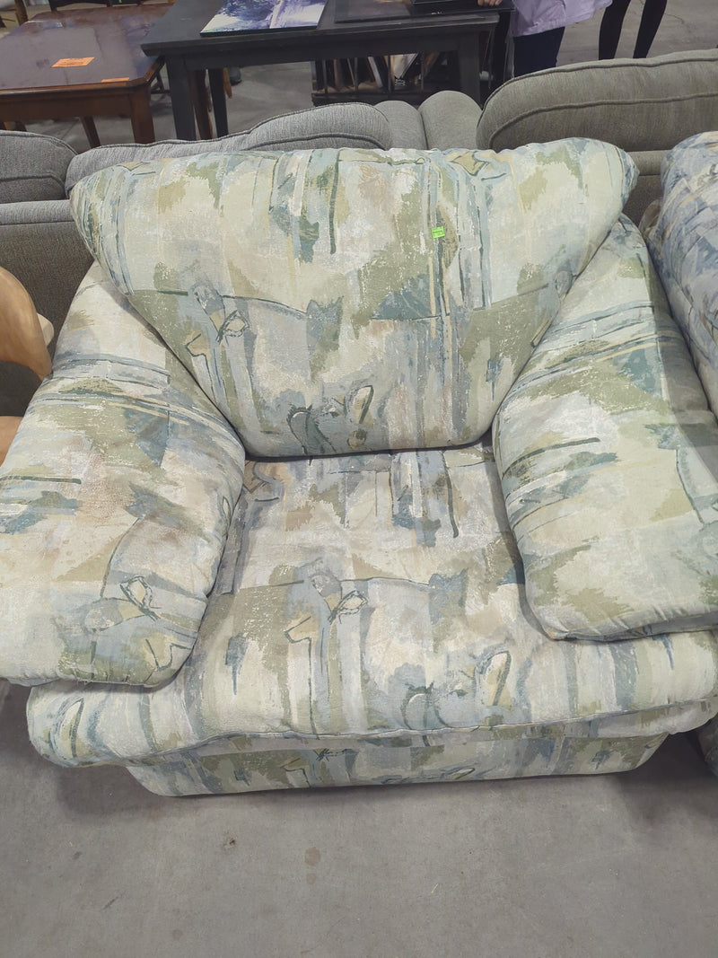 Vintage Overstuffed Floral Abstract Armchair