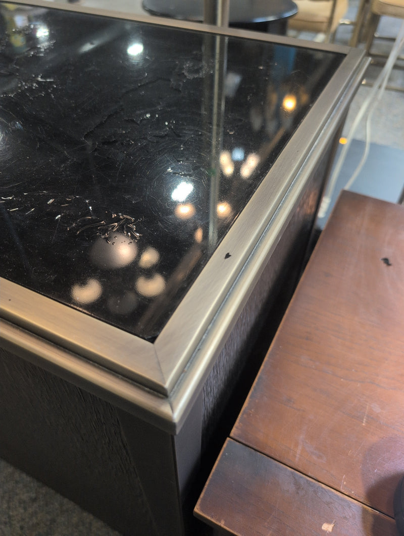 Black Glasstop Hallway Table with Shelves