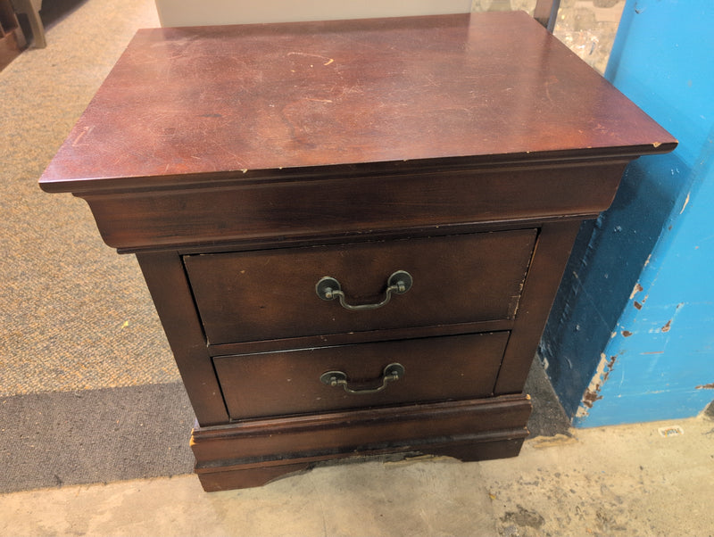 2 Drawer Reddish-Brown Nightstand
