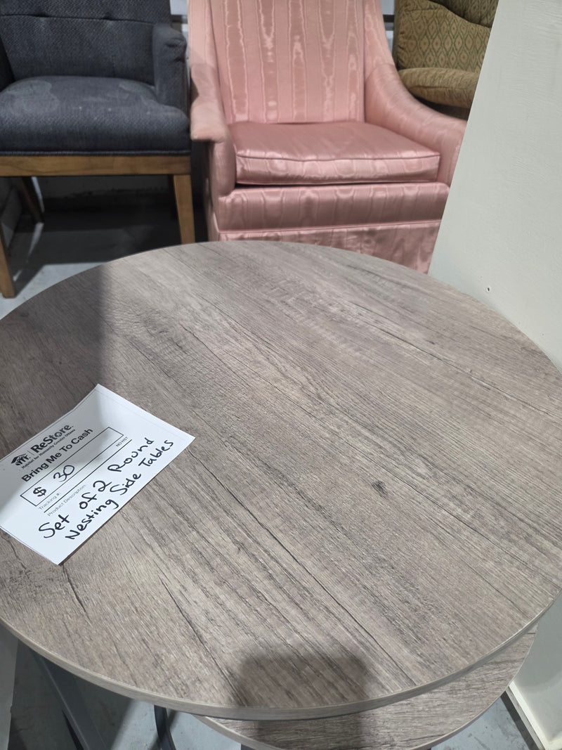 Modern Industrial Round Nesting Side Tables Set