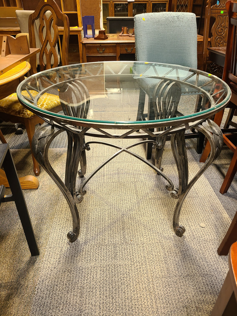 Round Glass Top Metal Bistro Table