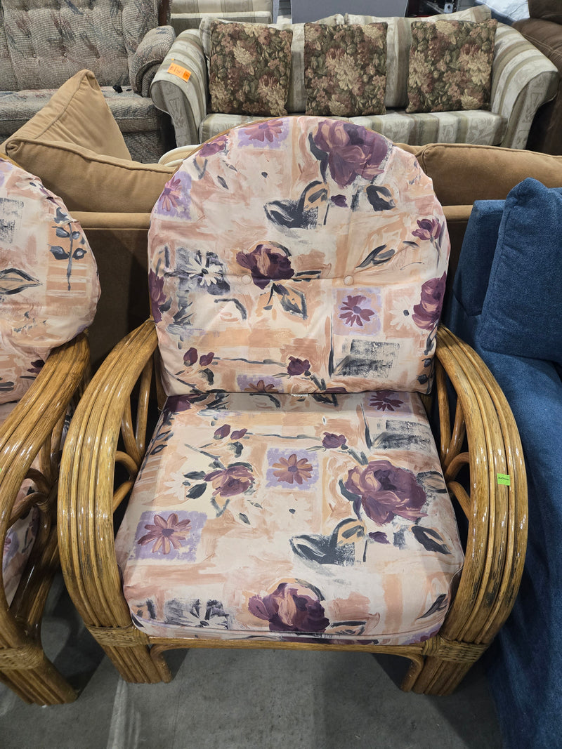 Vogel Retro Floral Rattan Accent Chair