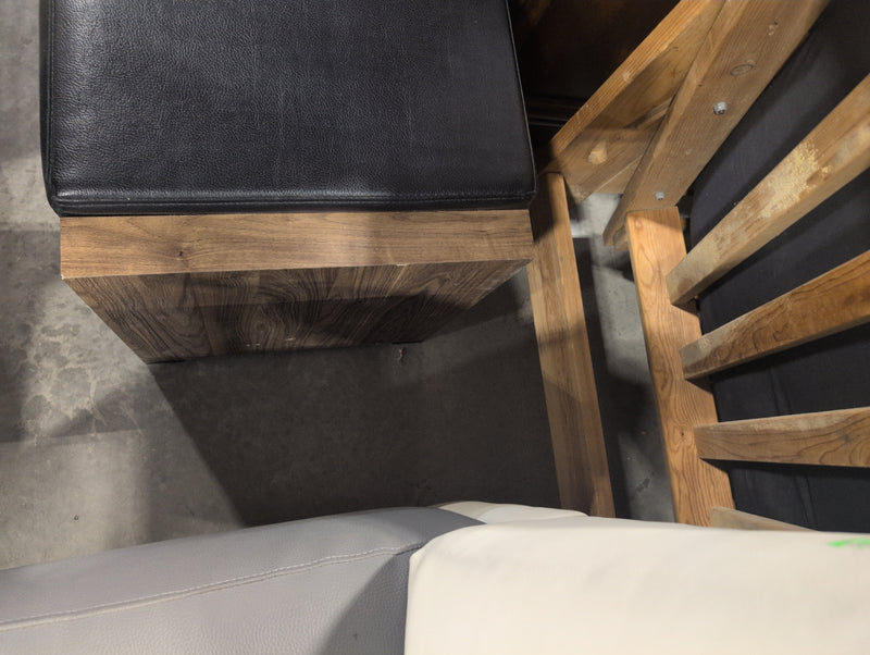 Bench with Drawers and Black Faux Leather Cushion
