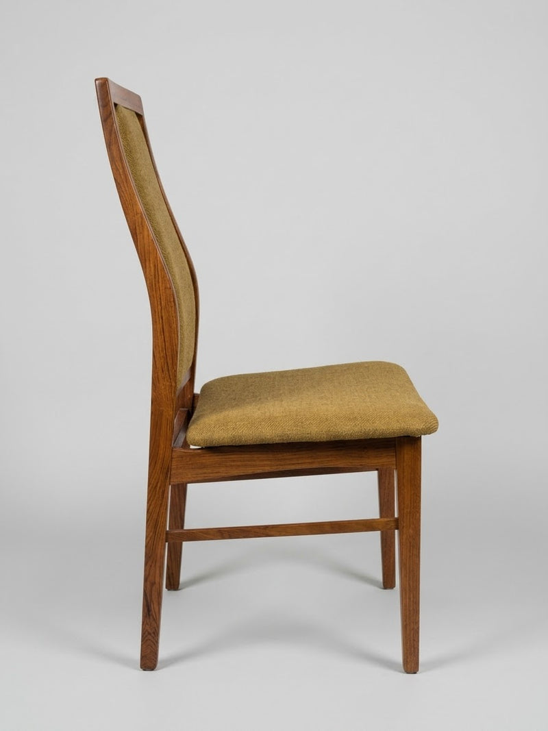 Mid-Century Modern High-Back Dining Chair - Mustard Yellow/Olive Textured Upholstery