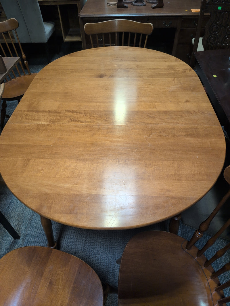 Light Brown Wooden Oval Dining Table with 4 Matching Chairs