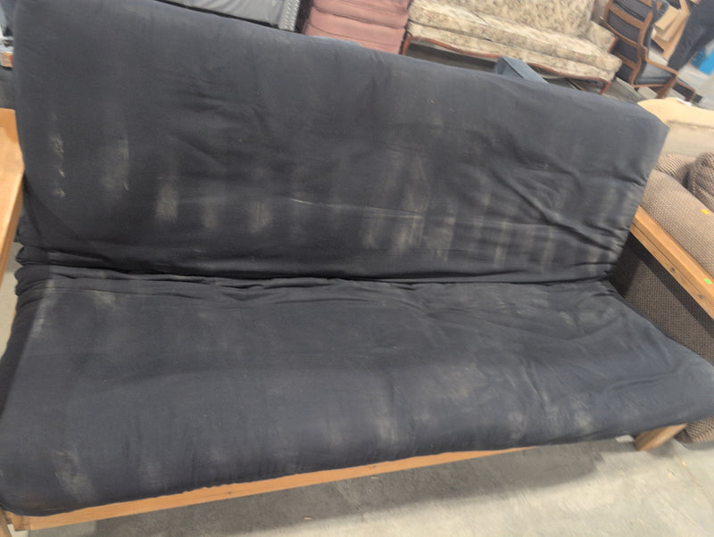 Wooden Futon with Black Covered Mattress (Full XL)