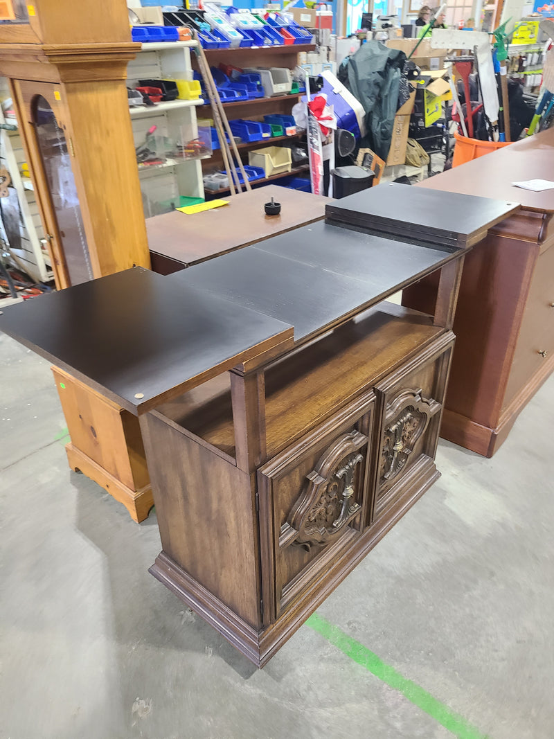 Vintage Spanish Mediterranean Style Flip-Top Dry Bar & Wine Cabinet