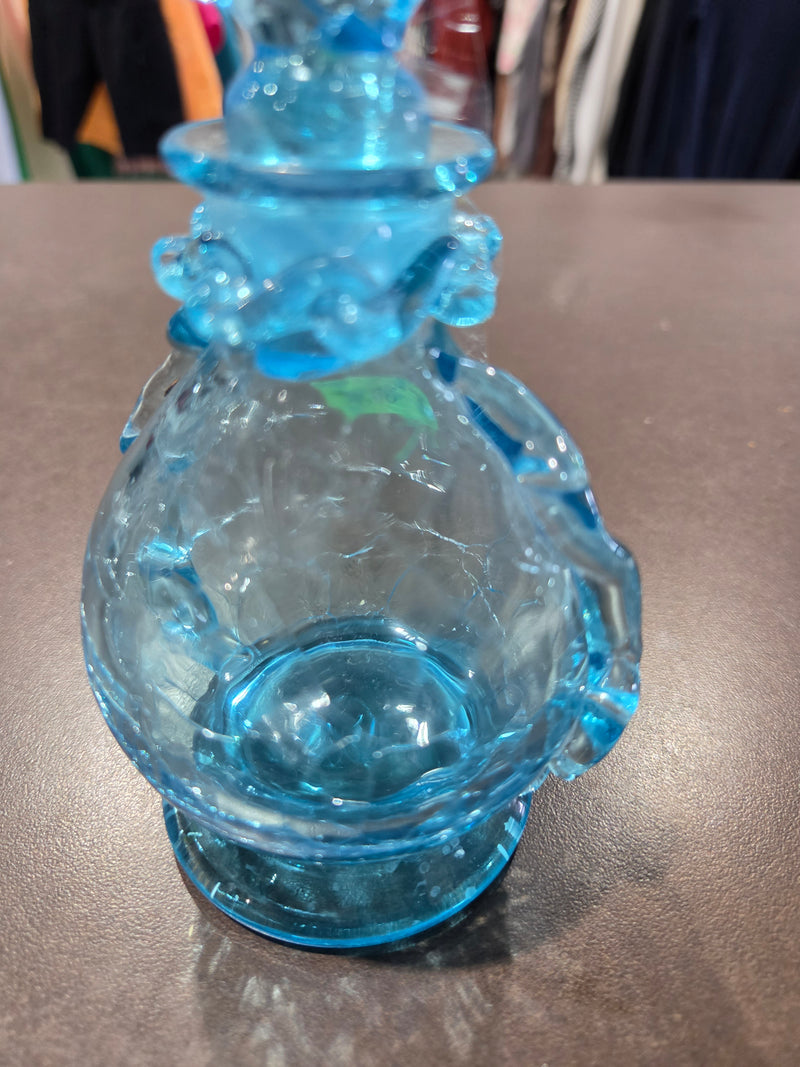 Vintage Blue Crackle Glass Perfume Bottle