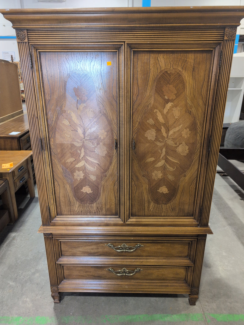 Light Brown Wardrobe with Floral Designs