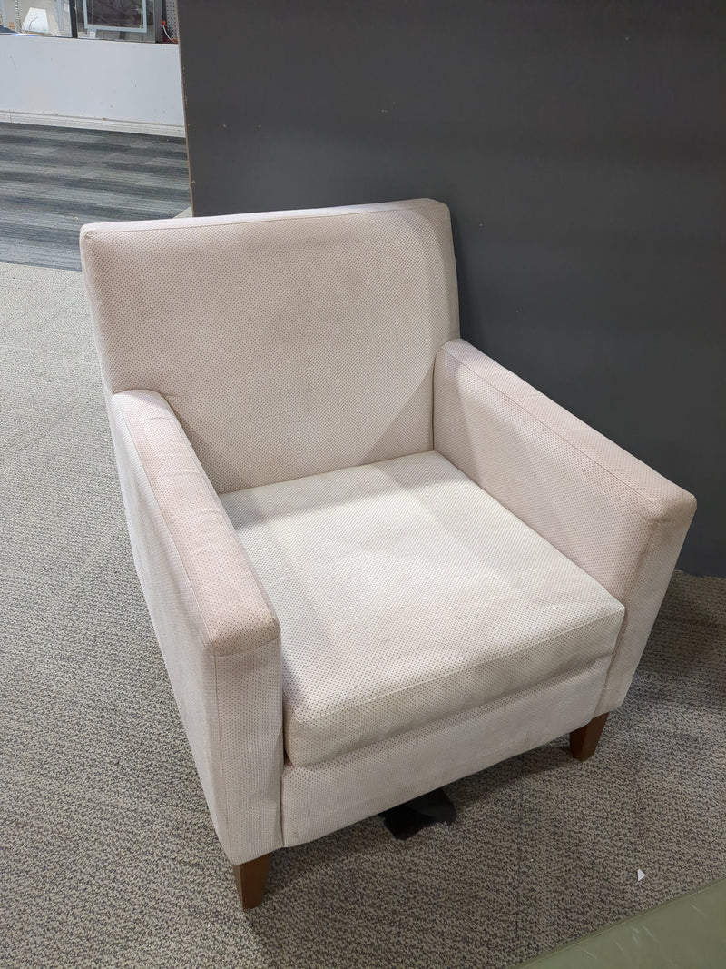 Cream Modern Accent Armchair with Tapered Wooden Legs