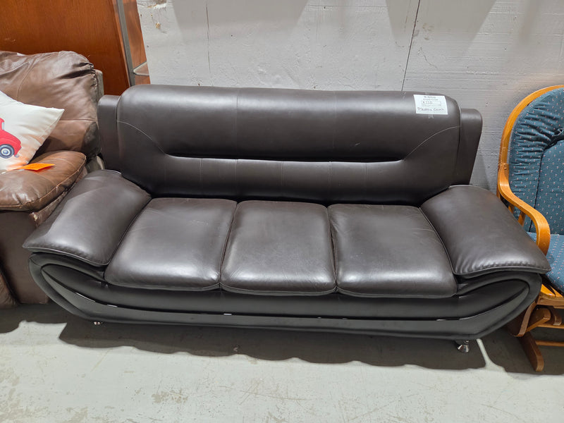 Macaire Flared Arm Faux Leather Sofa
