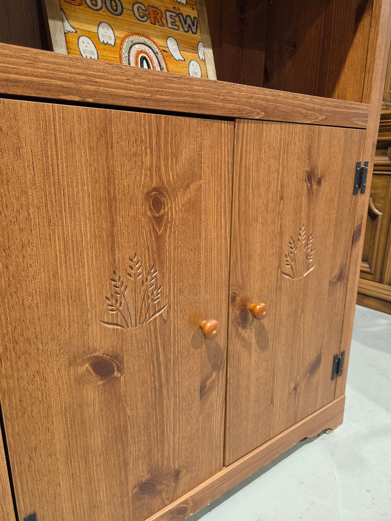 Rustic Bookcase Hutch with Lower Storage Cabinet