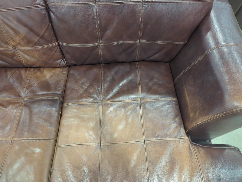 Brown Leather 2-Seater Sofa