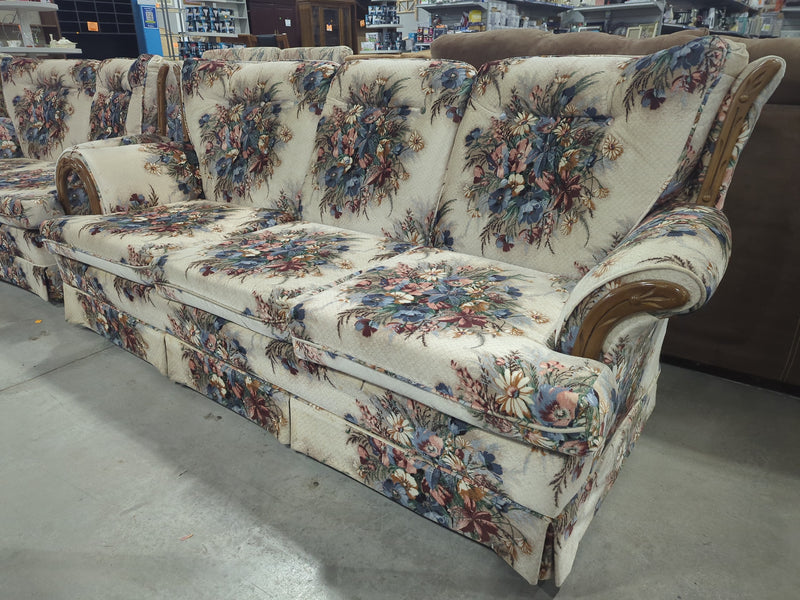 Red and Blue Floral 3-Seater Sofa