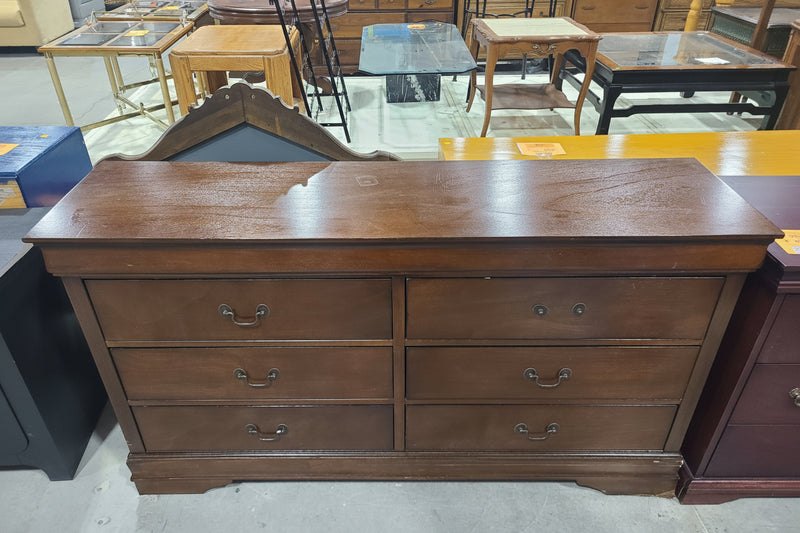 Classic 6-Drawer Wooden Dresser with Medium Brown Finish