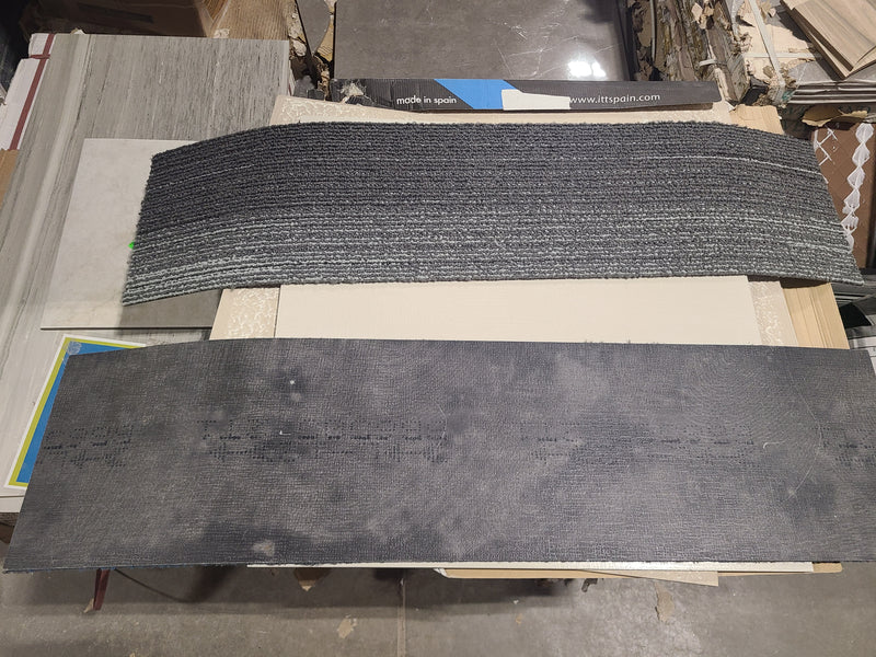 Contemporary Multi-Toned Gray & Blue Linear Carpet Tiles