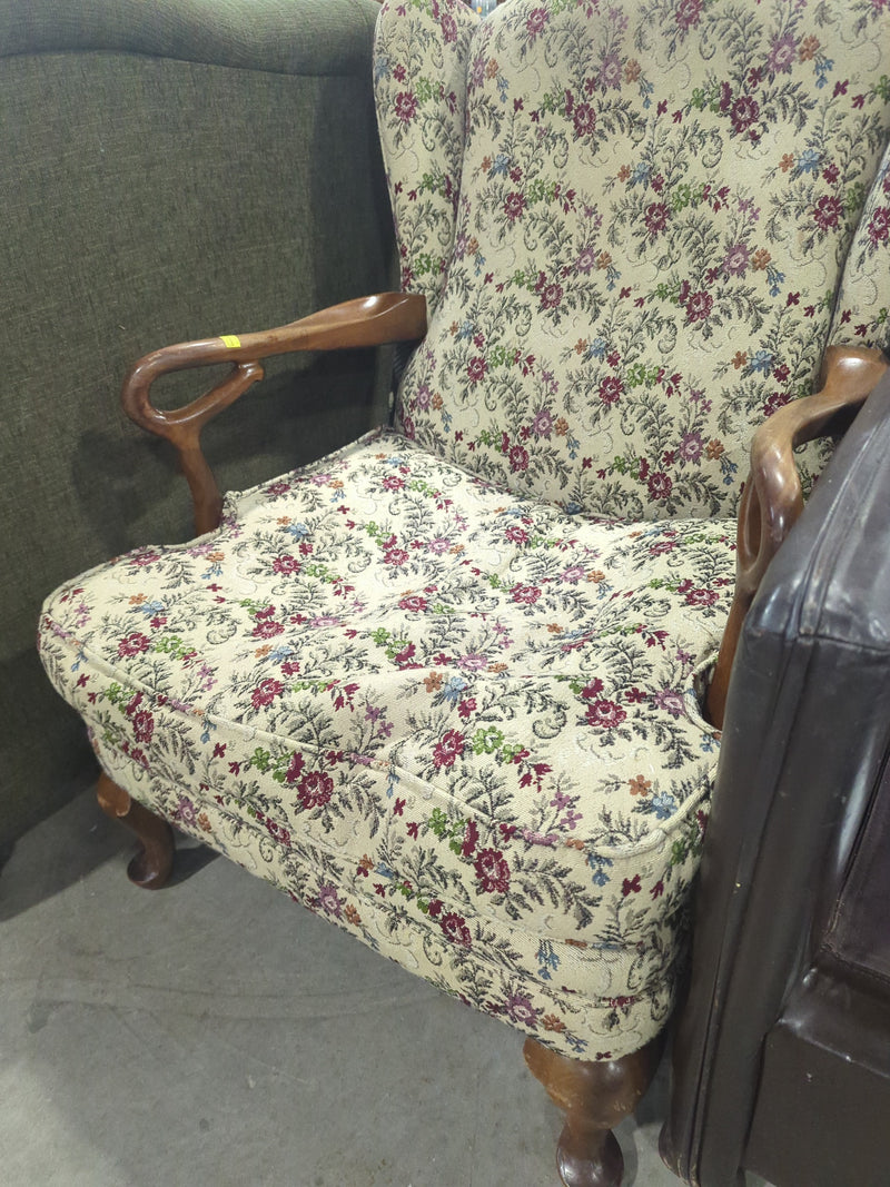 Biege Floral Vintage Armchair