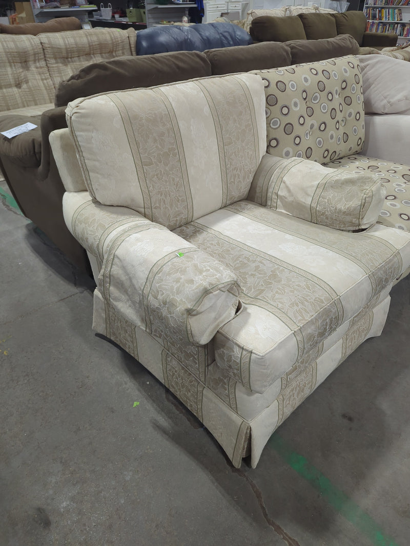 Upholstered Armchair in Cream & Beige