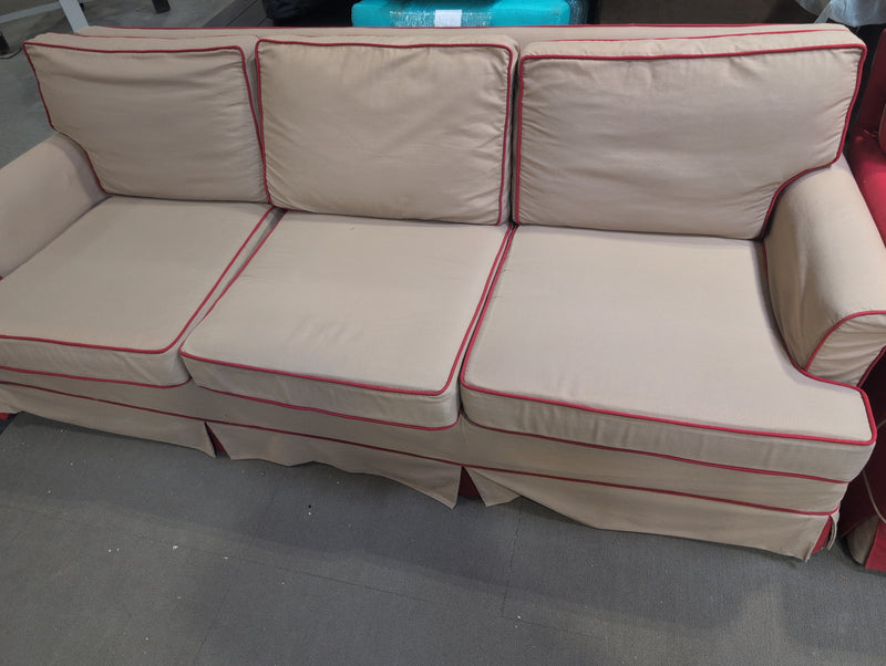 Beige Sofa with Red Piping