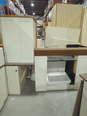 White kitchen with large island