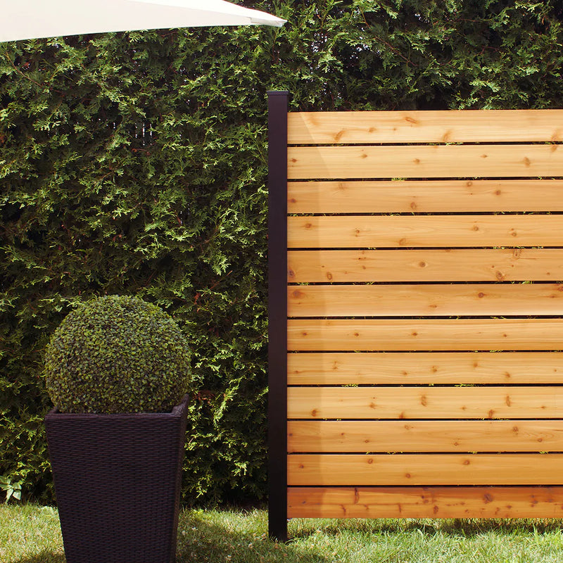 HOFT 8 ft. Black Aluminum In-Ground Privacy Fence End Post Kit
