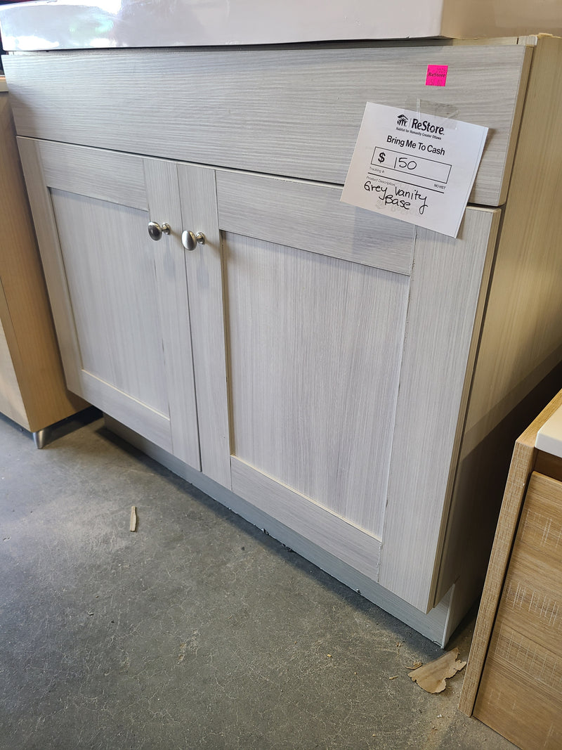 Modern Light Grey Wood-Grain Bathroom Vanity Base