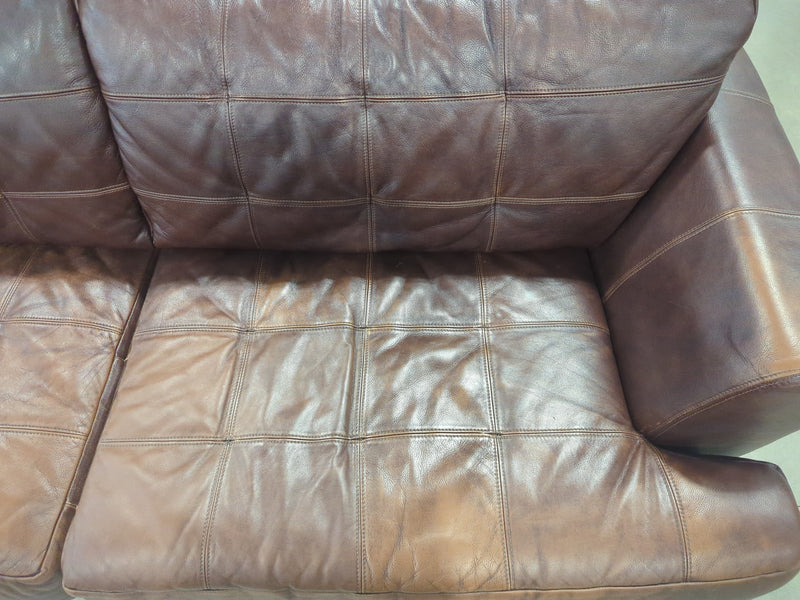 Brown Leather 3-Seater Sofa