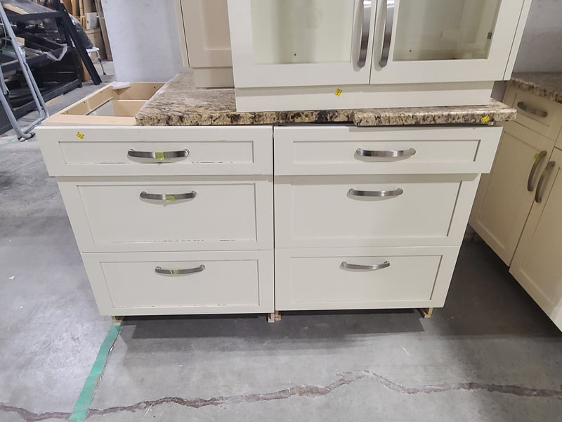 Elegant White Raised-Panel Full Kitchen Cabinet Set