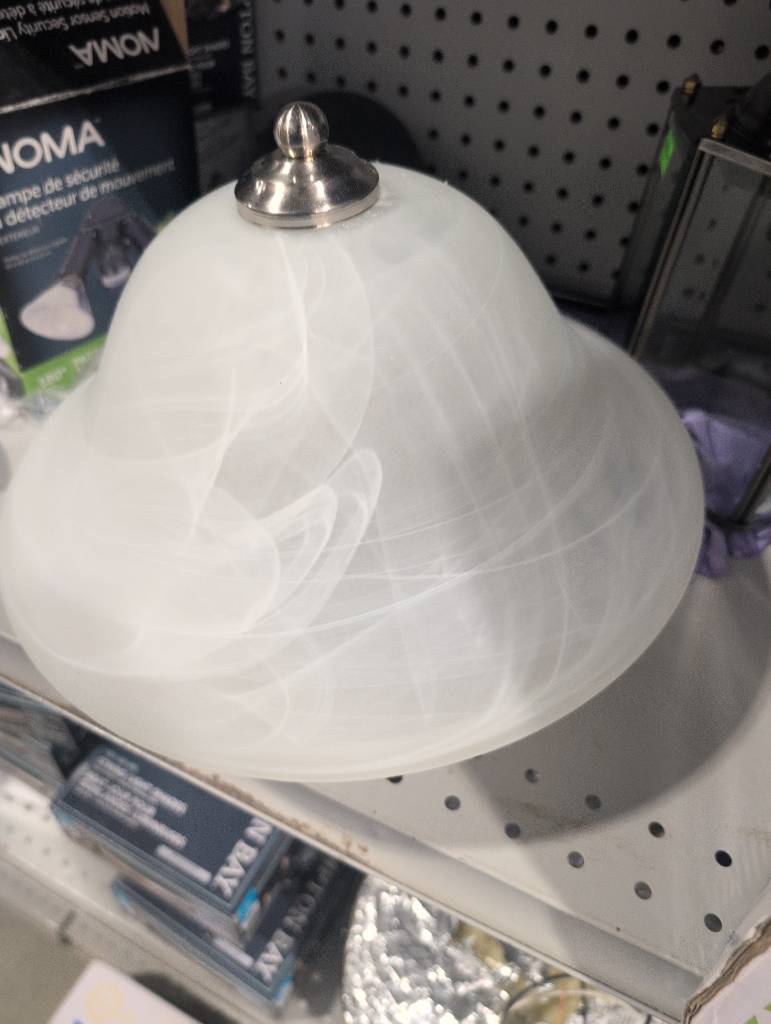 Glass Bell Shade with White Swirls