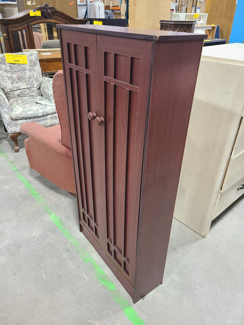 Mission Style Cherry Finish Storage Cabinet / Pantry