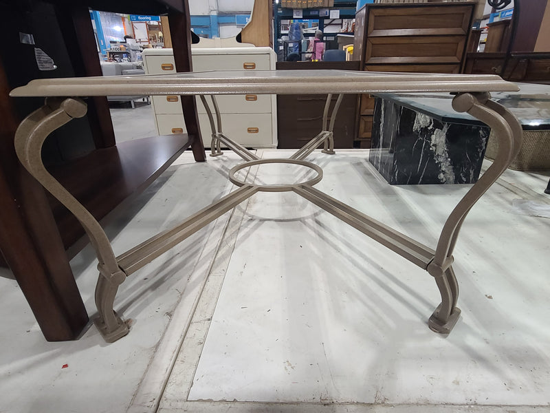 Contemporary Metal Frame Glass-Top Patio Coffee Table