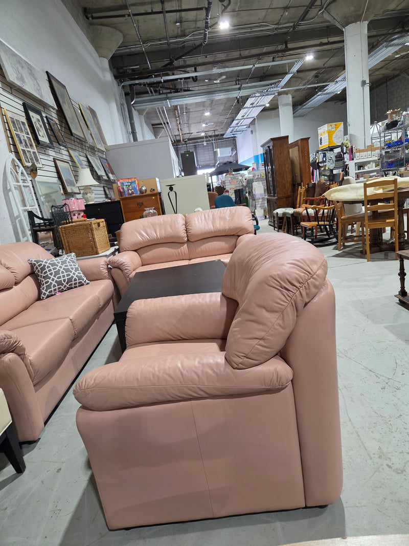 Vintage Dusty Pink Leather Armchair
