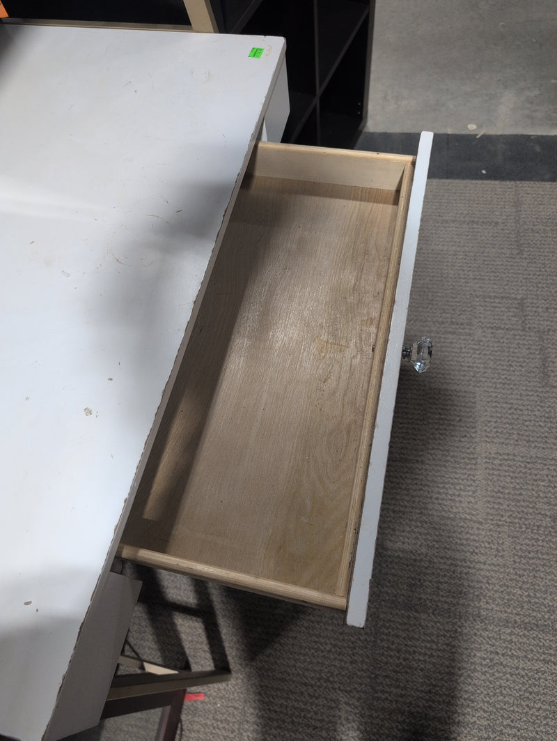 White and Gold Desk with Power Output and Storage