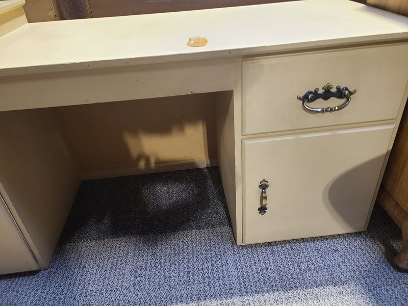 Vintage-Style Beige Desk & Vanity Unit