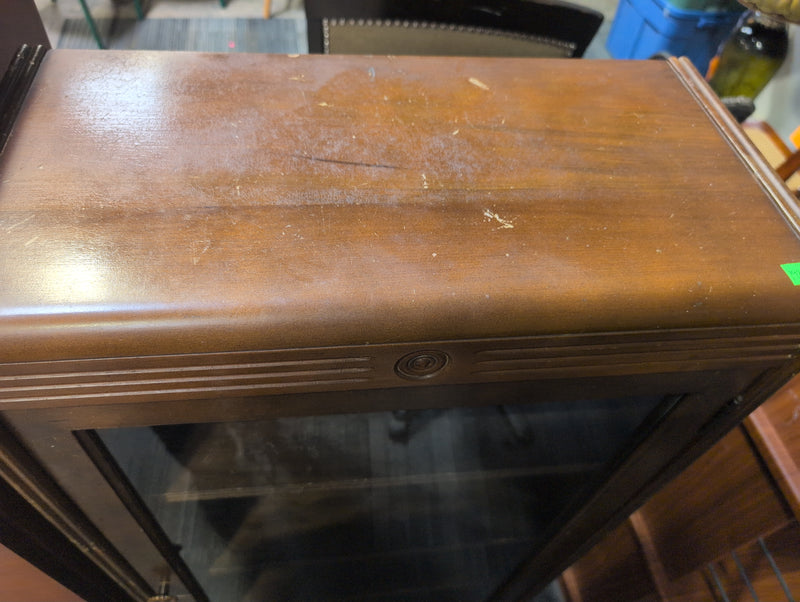 Wooden Shelves with Large Glass Windowed Door