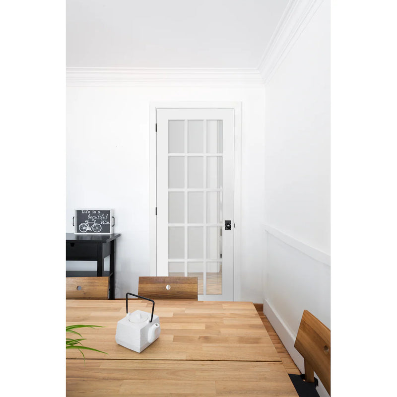 30 x 96 15-Lite Primed Solid Wood Clear Glass Interior French Door